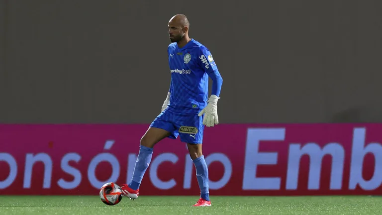 O goleiro Marcelo Lomba, da SE Palmeiras, em jogo contra a equipe do G Novorizontino, durante partida válida pela fase de grupos, do Campeonato Paulista, Série A1, na Arena Barueri. (Foto: Cesar Greco/Palmeiras/by Canon)