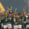 Os jogadores da SE Palmeiras, comemoram a conquista do do Campeonato Paulista, Série A1, na arena Allianz Parque contra a equipe do SC Corinthians P. (Foto: Cesar Greco)