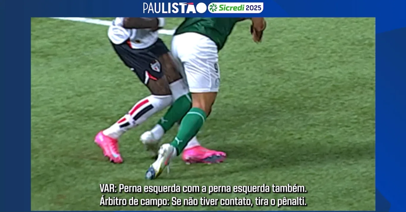 VÍDEO | FPF divulga áudio do VAR de Palmeiras e São Paulo: 'Faz o calço com perna esquerda'