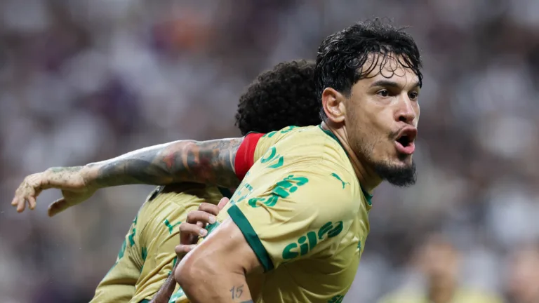 Gómez comemora gol pelo Palmeiras (Foto: Cesar Greco/Palmeiras)