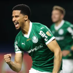 O jogador Murilo, da SE Palmeiras, comemora seu gol contra a equipe do C Bolívar, durante partida válida pela fase de grupos, da Copa Libertadores, na arena Allianz Parque. (Foto: Cesar Greco/Palmeiras/by Canon)