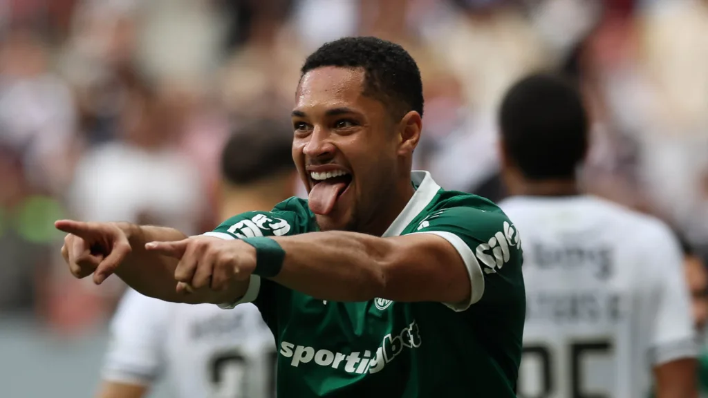 Vitor Roque comemora seu gol contra o Vasco da Gama (Foto: Cesar Greco/Palmeiras)