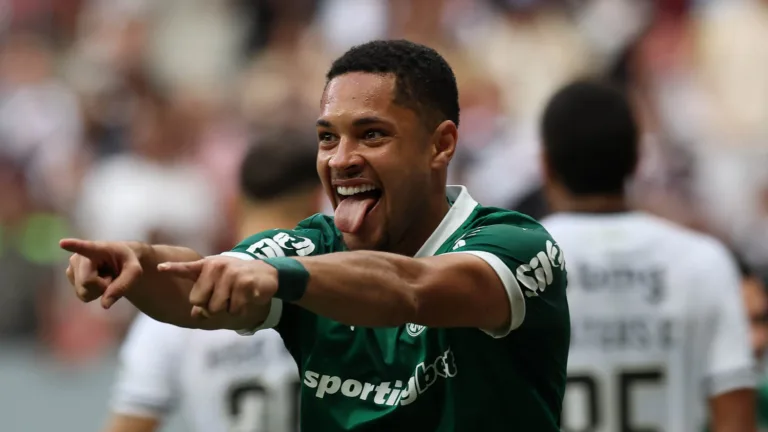 Vitor Roque comemora seu gol contra o Vasco da Gama (Foto: Cesar Greco/Palmeiras)