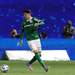 O jogador Joaquín Piquerez, da SE Palmeiras, em jogo contra a equipe do São Paulo FC, durante partida válida pela oitava rodada, do Campeonato Brasileiro, Série A, na Arena Barueri. (Foto: Cesar Greco/Palmeiras/by Canon)