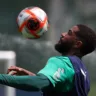 O jogador Micael, da SE Palmeiras, durante treinamento, na Academia de Futebol. (Foto: Cesar Greco/Palmeiras/by Canon)