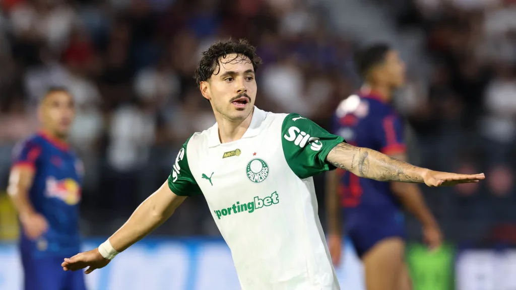 Mauricio comemora após marcar pelo Palmeiras contra Red Bull Bragantino (Foto: Cesar Greco/Palmeiras) Mauricio comemora após marcar pelo Palmeiras contra Red Bull Bragantino (Foto: Cesar Greco/Palmeiras)