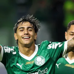 O jogador Facundo Torres, da SE Palmeiras, comemora seu gol contra a equipe do C Bolívar, durante partida válida pela fase de grupos, da Copa Libertadores, na arena Allianz Parque. (Foto: Cesar Greco/Palmeiras/by Canon)