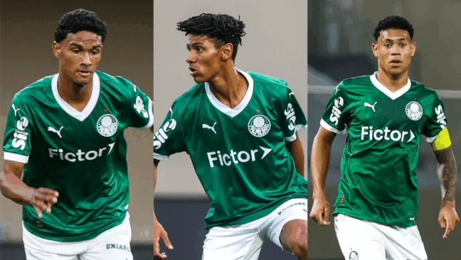 Trio do Palmeiras convocado para Seleçnao Sub-17 (Fotos e Arte: Divulgação / Palmeiras)