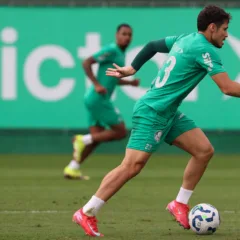 O jogador Raphael Veiga, da SE Palmeiras, durante treinamento, na Academia de Futebol. (Foto: Cesar Greco/Palmeiras/by Canon)