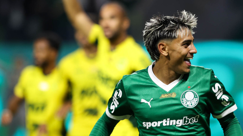 O jogador Facundo Torres, da SE Palmeiras, comemora seu gol contra a equipe do Mirassol FC, durante partida válida pela décima quarta rodada, do Campeonato Brasileiro, Série A, na arena Allianz Parque. (Foto: Cesar Greco/Palmeiras)
