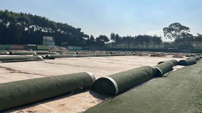 Obra no gramado sintético do CT do Palmeiras entra em fase final; veja previsão de entrega