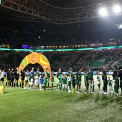 O time da SE Palmeiras, em jogo contra a equipe do SC Corinthians P, durante partida válida pelas oitavas de final, da Copa do Brasil, na arena Allianz Parque. (Foto: Cesar Greco/Palmeiras/by Canon)