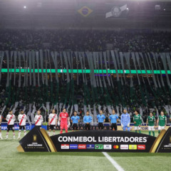 Palmeiras em ação contra o River Plate pela Libertadores (Foto: Cesar Greco) 