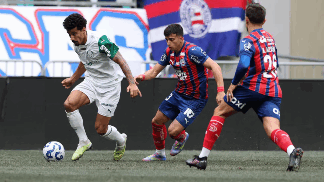 Lucas Evangelista se machucou no começo da partida contra o Bahia (Foto: Cesar Greco/Palmeiras)