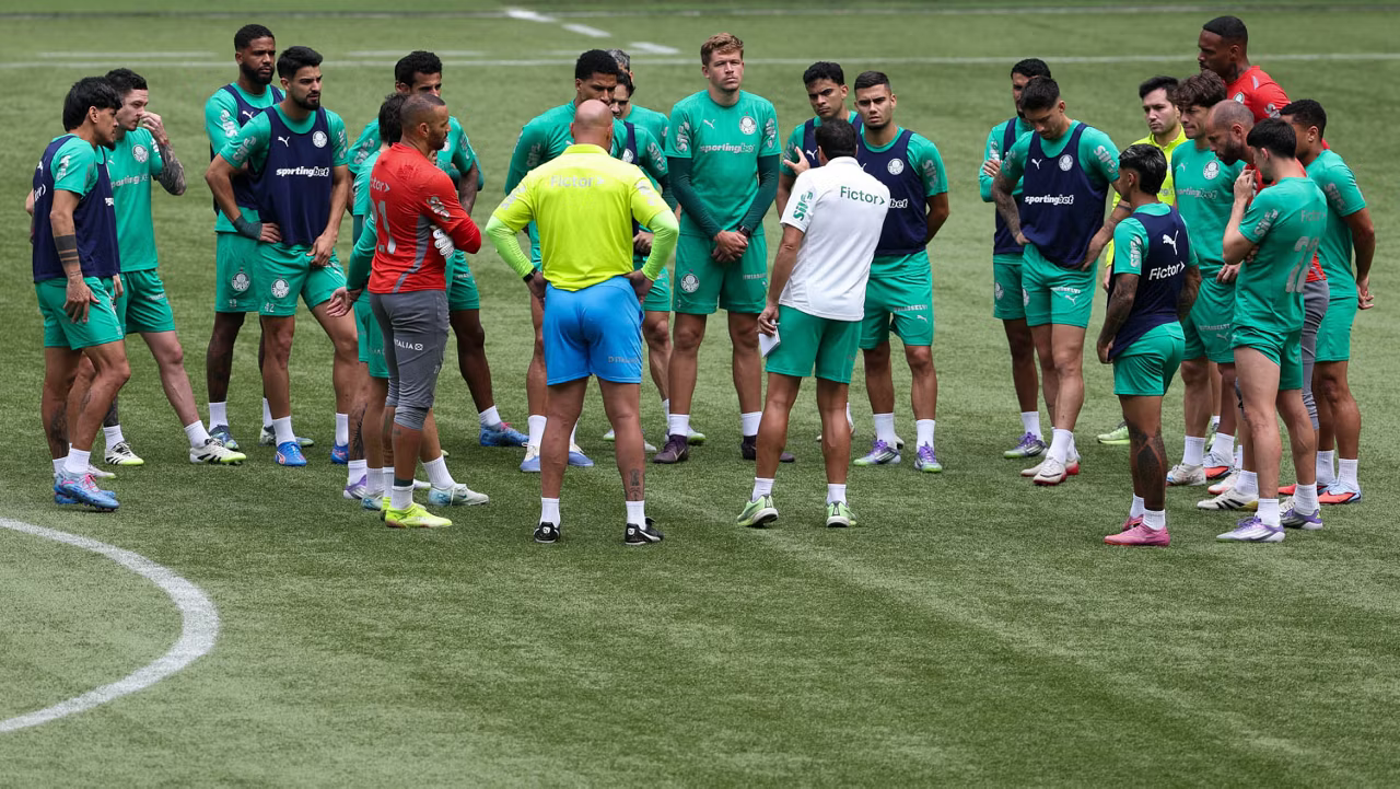 Jogadores do Palmeiras realizaram treinamento no Allianz Parque. (Foto: César Greco/Palmeiras)