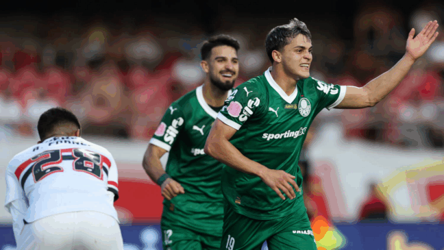 Sosa comemora gol da virada do Palmeiras sobre o São Paulo (Foto: Cesar Greco/Palmeiras)