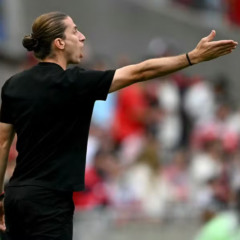 Filipe Luís durante vitória do Flamengo sobre o Palmeiras — Foto: Mauro Pimentel/AFP
