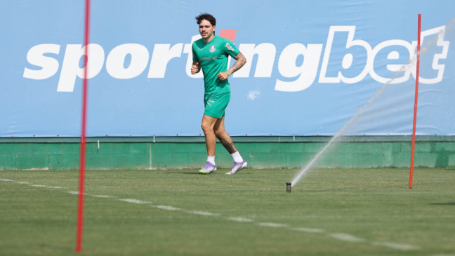 O jogador Mauricio, da SE Palmeiras, durante treinamento, na Academia de Futebol. (Foto: Cesar Greco/Palmeiras/by Canon)