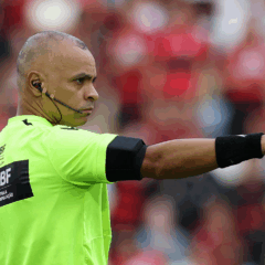 O árbitro Wilton Pereira Sampaio, do jogo entre as equipes da SE Palmeiras e CR Flamengo, durante partida válida pela vigésima nona rodada, do Campeonato Brasileiro, Série A, no Estádio do Maracanã. (Foto: Cesar Greco/Palmeiras/by Canon)
