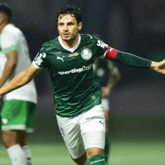 Raphael Veiga comemorando seu gol pelo Palmeiras. Foto: Staff Images/Allianz Parque