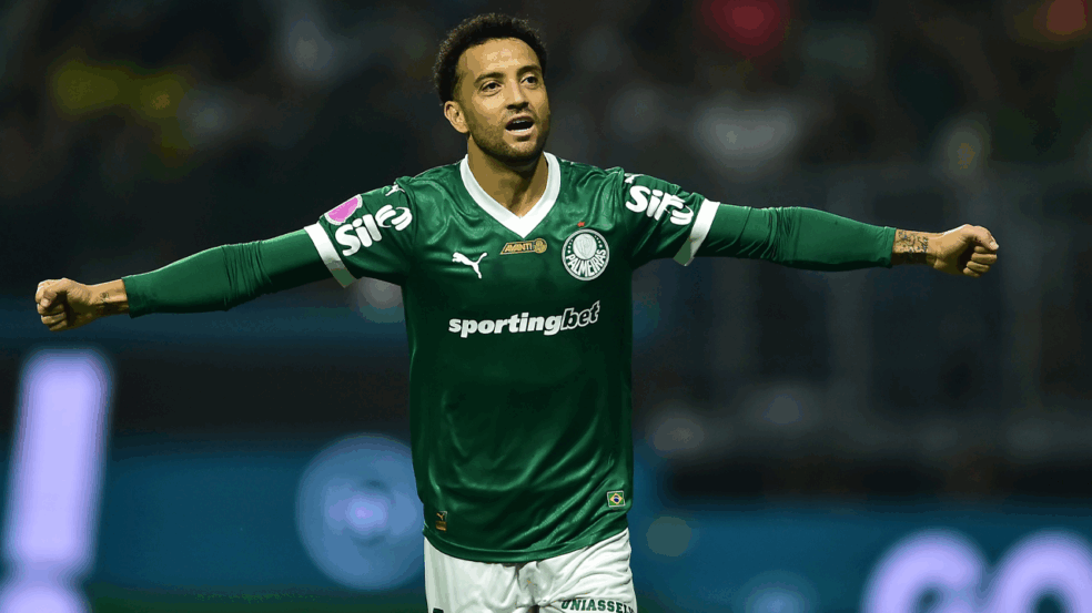 Felipe Anderson comemora seu gol pelo Palmeiras. Foto: Staff Images/Allianz Parque