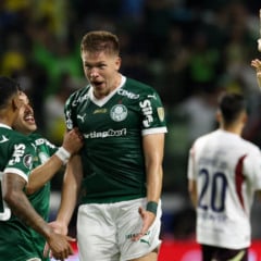 Bruno Fuchs comemora gol do Palmeiras contra a LDU (Foto: Cesar Greco) 