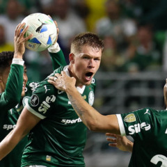 Bruno Fuchs comemora gol do Palmeiras contra a LDU (Foto: Cesar Greco) 
