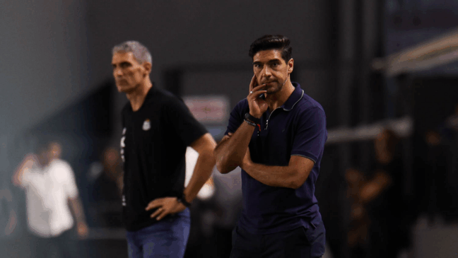 Abel Ferreira durante partida entre Santos e Palmeiras (Foto: Cesar Greco / Palmeiras) 