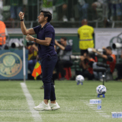 Abel Ferreira em jogo do Palmeiras. Foto: César Greco