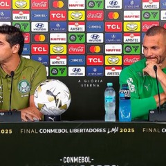 Abel e Weverton durante coletiva de imprensa (Foto: Divulgação / Conmebol)