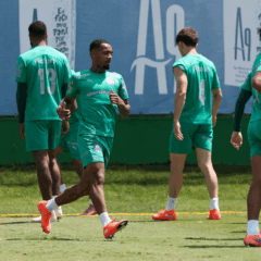 O jogador Allan, da SE Palmeiras, durante treinamento, na Academia de Futebol. (Foto: Cesar Greco/Palmeiras/by Canon)
