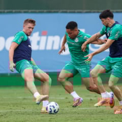 Os atletas da SE Palmeiras, durante treinamento na Academia de Futebol, em São Paulo-SP. (Foto: Fabio Menotti/Palmeiras/by Canon)