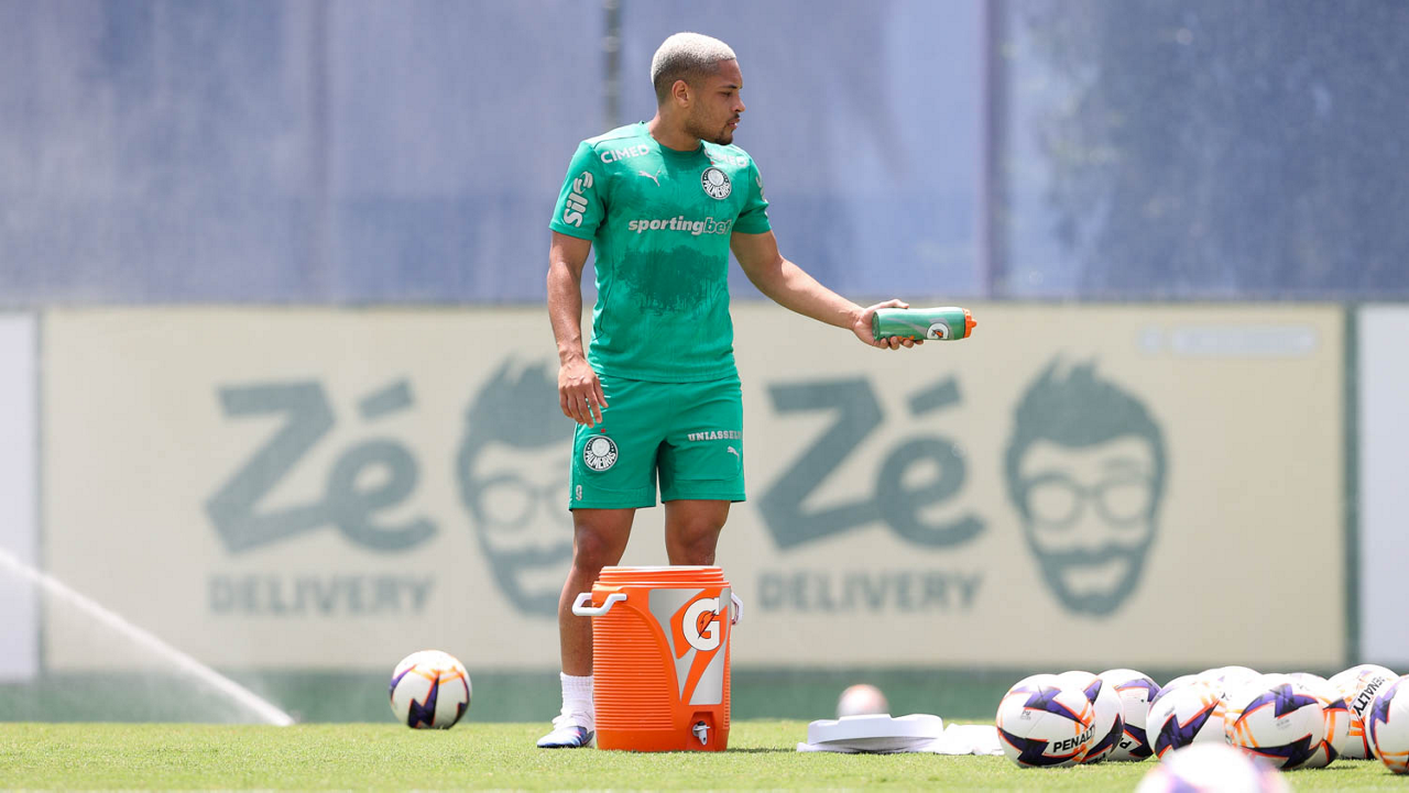 O jogador Vitor Roque, da SE Palmeiras, durante treinamento, na Academia de Futebol. (Foto: Cesar Greco/Palmeiras/by Canon)
O jogador Vitor Roque, da SE Palmeiras, durante treinamento, na Academia de Futebol. (Foto: Cesar Greco/Palmeiras/by Canon)