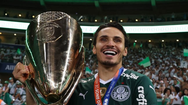 Raphael Veiga campeão Paulista pelo Palmeiras. Foto: César Greco/Palmeiras
