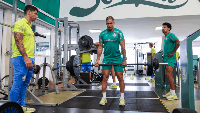 Os atletas da SE Palmeiras, durante treinamento na Academia de Futebol, em São Paulo-SP. (Foto: Fabio Menotti/Palmeiras/by Canon)
