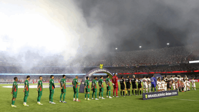 O time da SE Palmeiras, em jogo contra a equipe do São Paulo FC, durante partida válida pela oitava rodada, do Campeonato Brasileiro, Série A, no Estádio Morumbis. (Foto: Cesar Greco/Palmeiras/by Canon)
