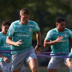 O elenco alviverde treinou no campo do Col&eacute;gio Jorge Washington (Foto: Cesar Greco/Palmeiras/by Canon)

