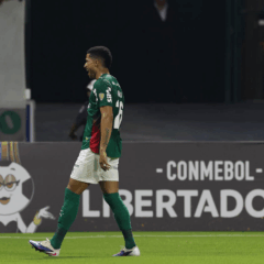 O jogador Murilo, da SE Palmeiras, comemora seu gol contra a equipe do C Sporting Cristal, durante partida v&aacute;lida pela fase de grupos, da Conmebol Libertadores, na arena Allianz Parque. (Foto: Cesar Greco/Palmeiras/by Canon)
