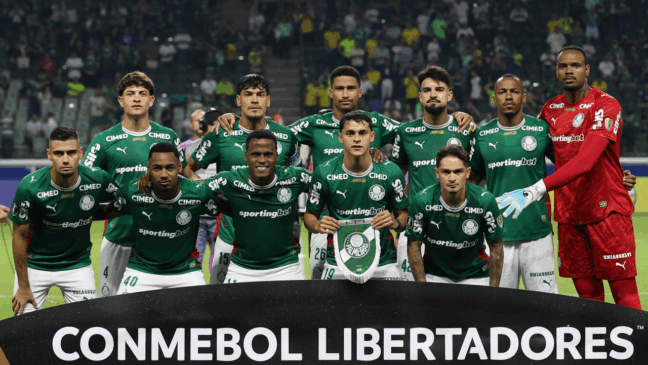 O time da SE Palmeiras, posa para foto em jogo contra a equipe do C Sporting Cristal, durante partida válida pela fase de grupos, da Conmebol Libertadores, na arena Allianz Parque. (Foto: Cesar Greco/Palmeiras/by Canon)
