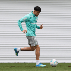 O jogador Joaqu&iacute;n Piquerez, da SE Palmeiras, durante treinamento, na Academia de Futebol. (Foto: Cesar Greco/Palmeiras/by Canon)

