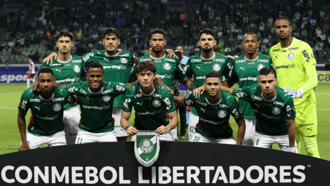 O time da SE Palmeiras, posa para foto em jogo contra a equipe do C Cerro Porteño, durante partida válida pela fase de grupos, da Conmebol Libertadores, na arena Allianz Parque. (Foto: Cesar Greco/Palmeiras/by Canon)
