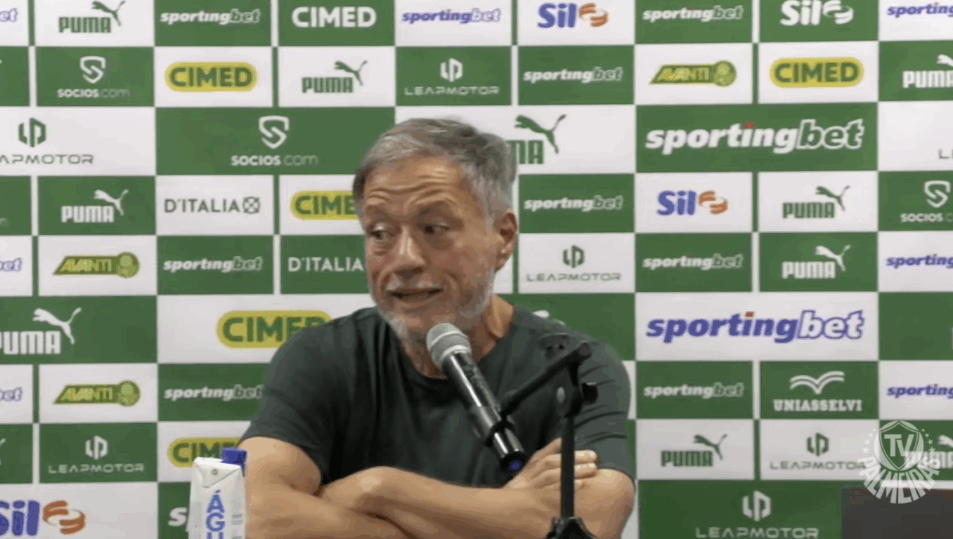 Anderson Barros em coletiva de imprensa após partida contra o Remo (Foto: Reprodução / TV Palmeiras) Anderson Barros em coletiva de imprensa após partida contra o Remo (Foto: Reprodução / TV Palmeiras)