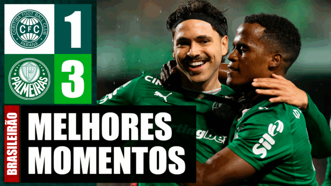 Confira gols do Palmeiras na vitória sobre o Coritiba, pelo Brasileirão