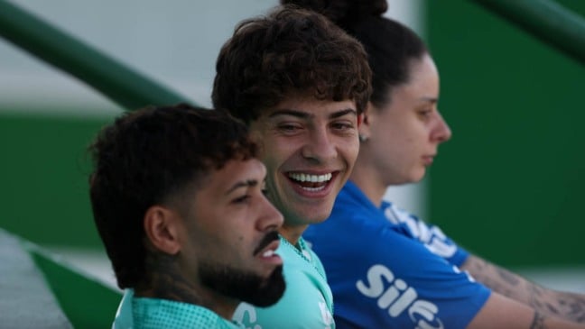 O jogador Agustín Giay, da SE Palmeiras, durante jogo-treino contra a equipe do Mauaense, na Academia de Futebol. (Foto: Cesar Greco/Palmeiras/by Canon)

