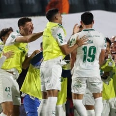 O jogador Ram&oacute;n Sosa, da SE Palmeiras, comemora seu gol contra a equipe do EC Vit&oacute;ria, durante partida v&aacute;lida pela vig&eacute;sima primeira rodada, do Campeonato Brasileiro, S&eacute;rie A, no Est&aacute;dio Barrad&atilde;o. (Foto: Cesar Greco/Palmeiras/by Canon)
