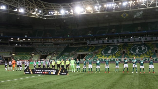 O time da SE Palmeiras, em jogo contra a equipe do C Atlético Mineiro, durante partida válida pelas semifinais, ida, da Copa Libertadores, na arena Allianz Parque. (Foto: Cesar Greco)
