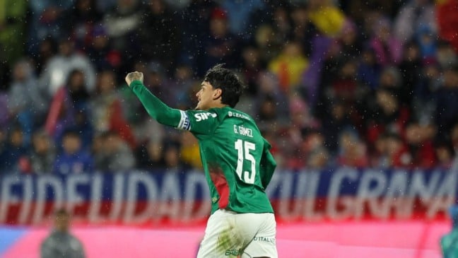 O jogador Gustavo Gómez, da SE Palmeiras, comemora seu gol contra a equipe do C Cerro Porteño, durante partida válida pelas oitavas de final, volta, da Conmebol Libertadores, no Estádio La Nueva Olla. (Foto: Cesar Greco/Palmeiras/by Canon)
