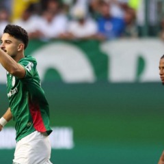 O jogador Flaco L&oacute;pez, da SE Palmeiras, comemora seu gol contra a equipe do CR Vasco da Gama, durante partida v&aacute;lida pela vig&eacute;sima quarta rodada, do Campeonato Brasileiro, S&eacute;rie A, na arena Nubank Parque. (Foto: Cesar Greco/Palmeiras/by Canon)

