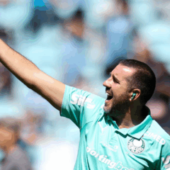O preparador f&iacute;sico Jo&atilde;o Martins, da SE Palmeiras, em jogo contra a equipe do Gr&ecirc;mio FBPA, durante partida v&aacute;lida pela vig&eacute;sima oitava rodada, do Campeonato Brasileiro, S&eacute;rie A, na Arena do Gr&ecirc;mio. (Foto: Cesar Greco/Palmeiras/by Canon)
