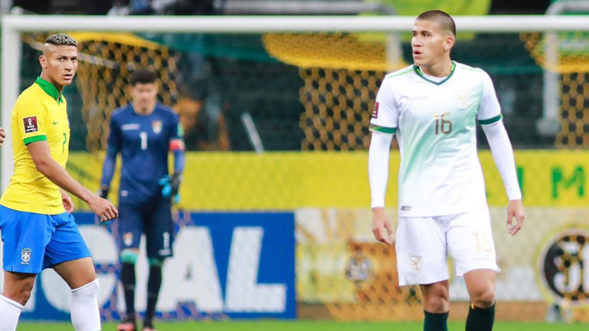 Zabala, do Palmeiras, entrou em campo no segundo tempo da partida contra o Brasil, em São Paulo-SP (Foto: Divulgação)